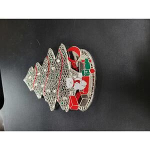 Holiday Christmas Tree and Teddy Bear Coaster with Train and Presents